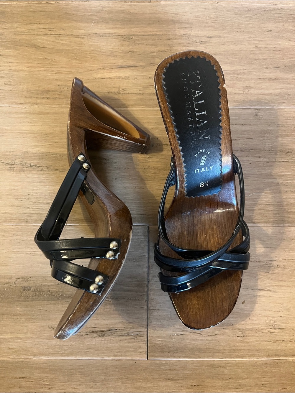 Italian Shoemakers Wooden Heels Sandals 8.5